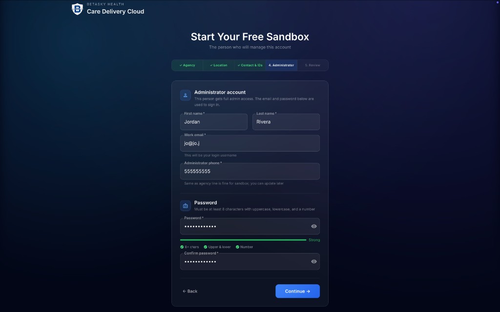 Administrator Account Step