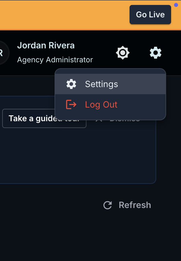 User Menu Dropdown