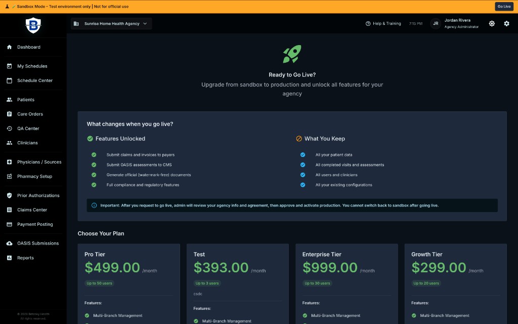 Go Live Modal