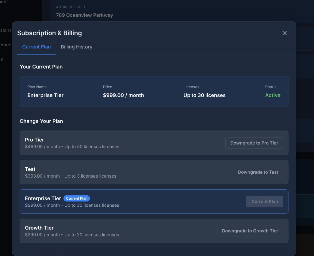 Subscription & Billing Modal