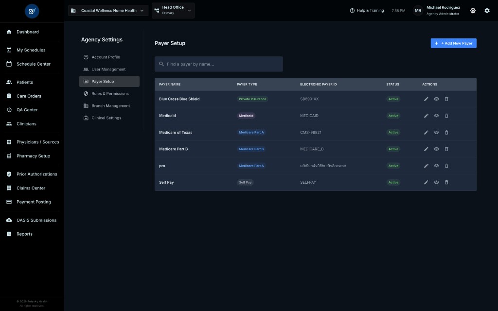 Branch Management Page