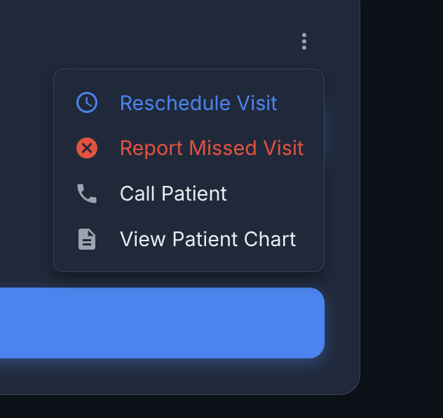 Visit Actions Menu
