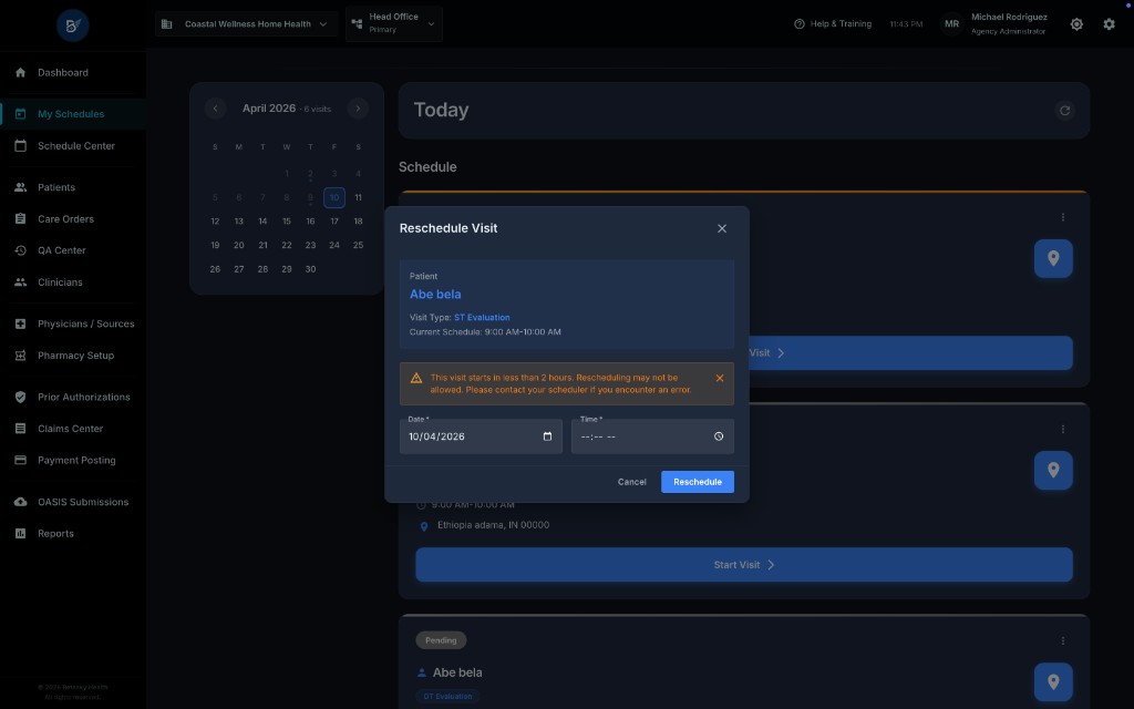 Reschedule Visit Modal