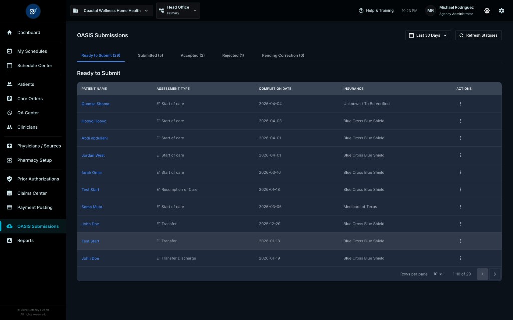 OASIS Submissions Main Page