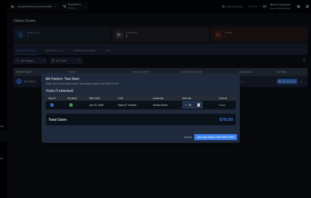 Bill Patient Modal - With Rate