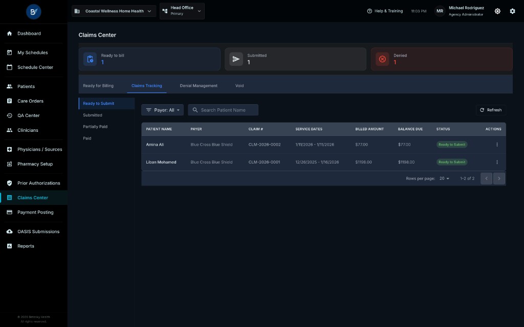 Claims Tracking Tab