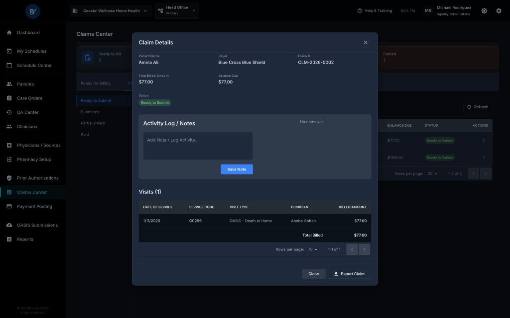 Claim Details - Ready to Submit
