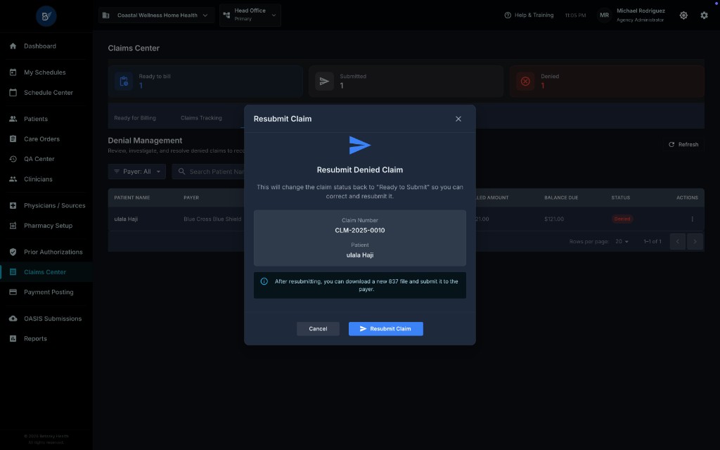 Resubmit Claim Modal