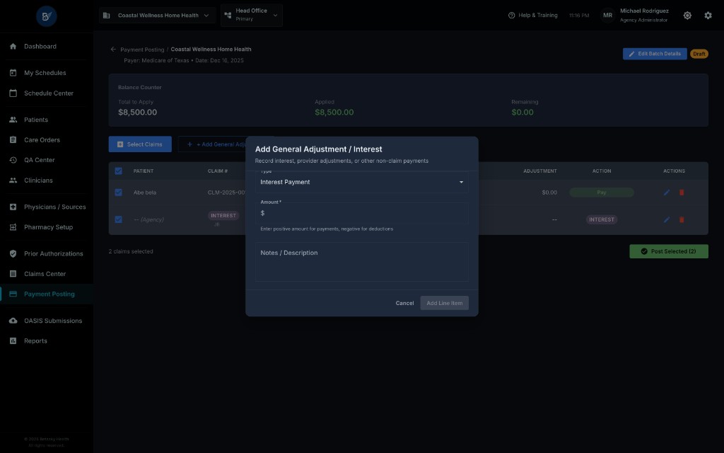 Add General Adjustment Modal