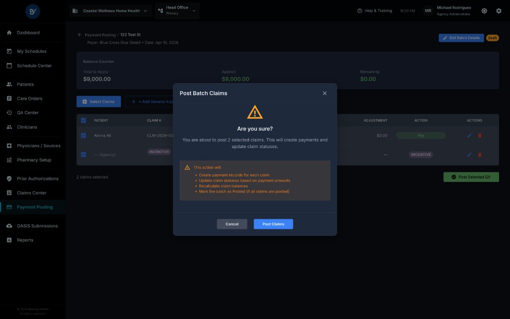Post Batch Confirmation Modal