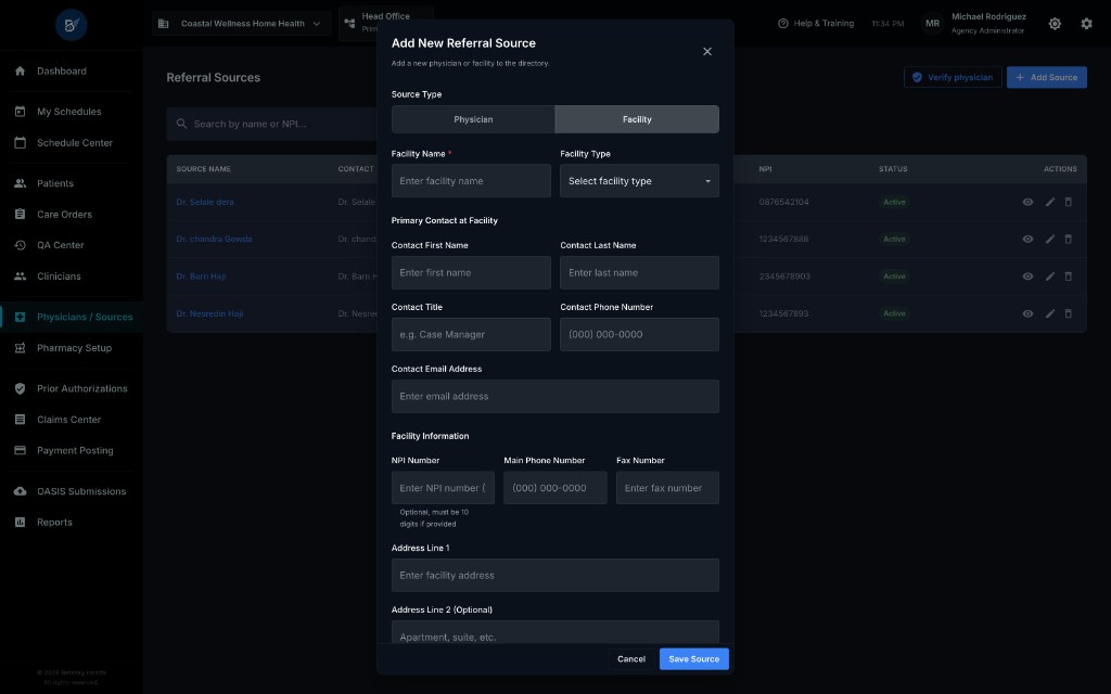 Add Facility Modal